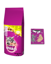 WHISKAS Junior 14kg - sucha karma dla kotów z kurczakiem + Zeszyt z kotkami GRATIS