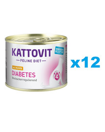 KATTOVIT Feline Diet Diabetes Kurczak 12 x 185 g