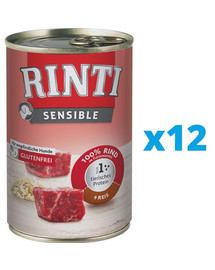 RINTI Sensible Wołowina z ryżem 12 x 400 g