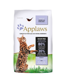 APPLAWS Dry Cat Adult kurczak i kaczka 7,5 kg + Cat Treat 20 g schab wołowy GRATIS