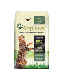 APPLAWS Dry Cat Adult kurczak i jagnięcina 7,5 kg + Cat Treat 20 g schab wołowy GRATIS