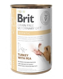 BRIT Veterinary Diet Hepatic Turkey&Pea dla Psa na schorzenia wątroby 400 g
