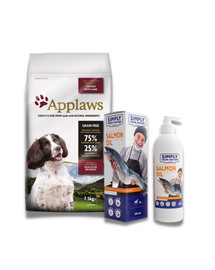 APPLAWS Small & Medium Breed 15 kg Lamb sucha karma dla dorosłych psów ras małych i średnich jagnięcina + olej z łososia 500 ml GRATIS