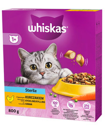 WHISKAS Sterile 800g sucha karma z kurczakiem dla kotów sterylizowanych