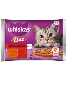 Adult saszetka 4 x 85 g Zestawy Klasyczne mokra karma dla kotów w galaretce kawałki z wołowiną i drobiem, jagnięciną i kaczką