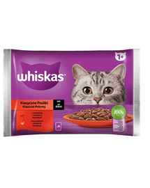 WHISKAS Adult saszetka 4x85g Klasyczne Posiłki mokra karma dla dorosłych kotów w sosie z: wołowiną, kurczakiem