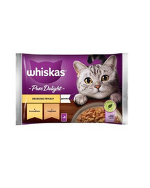 WHISKAS Adult saszetka 4x85g Drobiowe Frykasy mokra karma dla dorosłych kotów w galaretce z: kurczakiem, indykiem