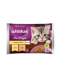 WHISKAS Junior saszetka 4x85g Drobiowe Frykasy mokra karma dla kociąt w galaretce z: kurczakiem, indykiem