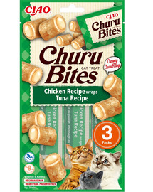 INABA Churu Bites Chicken 3x10g wrapy z kurczakiem i tuńczykiem dla kota