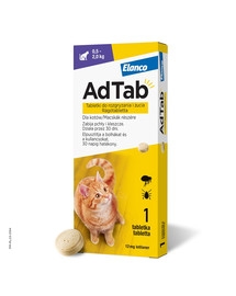 AdTab 12 mg tabletki na kleszcze i pchły do rozgryzania i żucia dla kotów (0,5–2,0 kg)