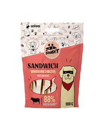 Sandwich wołowina z kaczką dla psów 500 g