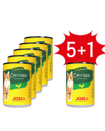 JOSERA JosiCat Kurczak w sosie 5x415g dla dorosłego kota + 1 puszka GRATIS