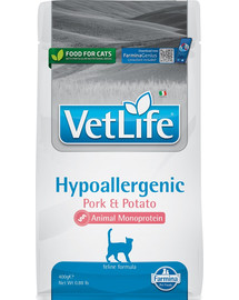 VetLife Hypoallergenic Adult Pork karma dietetyczna dla kotów 400 g