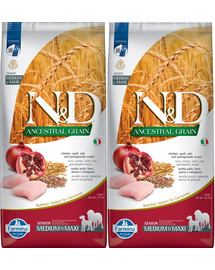 FARMINA N&D Ancestral Grain Chicken & Pomegranate Senior Medium & Maxi dla starszych psów 2 x 12 kg