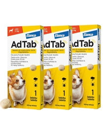 ELANCO AdTab 225 mg 3 tabletki na kleszcze i pchły do rozgryzania i żucia dla psów (>5,5–11 kg)