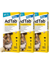 ELANCO AdTab 48 mg 3 tabletki na kleszcze i pchły do rozgryzania i żucia dla kotów (>2,0–8,0 kg)