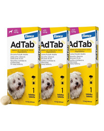 ELANCO AdTab 112 mg 3 tabletki na kleszcze i pchły do rozgryzania i żucia dla psów (>2,5–5,5 kg)