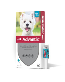 ADVANTIX Roztwór do nakrapiania dla psów od 4 do 10 kg (4 x 1ml)