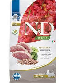 N&D Quinoa Dog Duck, Broccoli & Asparagus Neuterad Adult Mini 800 g