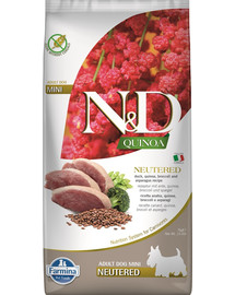 N&D Quinoa Dog Neutere Adult Mini duck, broccoli & asparagus 7 kg kaczka, brokuł i szparagi dla psów po kastracji