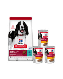 HILL'S Science Plan Canine Adult Advanced Fitness Tuna & Rice 12 kg karma dla aktywnych psów + 3 puszki GRATIS