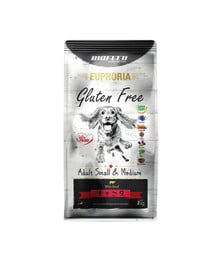 EUPHORIA Gluten Free z wołowiną dla psów małych i średnich ras 12 kg
