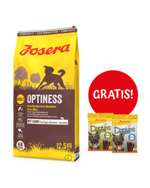 JOSERA Optiness 12,5kg dla dorosłych psów ras średnich i dużych + 2 x Denties with Poultry Blueberry 180g GRATIS