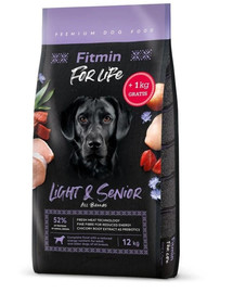 Dog For Life Light & Senior karma dla psów dorosłych i starszych 12 + 1 kg
