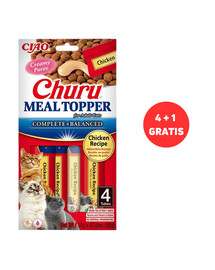 INABA Meal Topper Chicken 4 x 4x14 g kremowy dodatek z kurczakiem do karmy dla kotów + 1 dodatek GRATIS