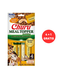 INABA Dog Meal Topper Chicken 4 x 4x14 g kremowy dodatek z kurczakiem do karmy dla psów + 1 dodatek GRATIS