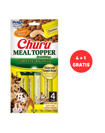 INABA Dog Meal Topper Chicken Pumpkin 4 x 4x14 g kremowy dodatek z kurczakiem i dynią do karmy dla psów + 1 dodatek GRATIS