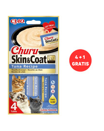 INABA Churu Skin&Coat 4 x 4x14g z tuńczykiem dla kota + 1 dodatek GRATIS