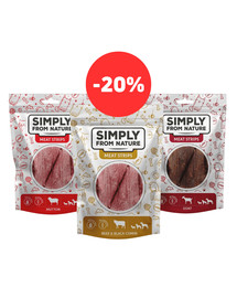 SIMPLY FROM NATURE Meat Strips Mięsne paski Mix 3 x 80g taniej o 20%
