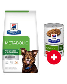 HILL'S Prescription Diet Canine Metabolic 4 kg dla psów z nadwagą + 1 puszka GRATIS