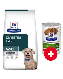 HILL'S Prescription Diet Diabetes Care w/d Canine 4 kg dla psów ze skłonnością do nadwagi / po kastracji + 1 puszka GRATIS