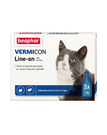 Vermicon Line-On Cat Krople Przeciw Pchłom i Kleszczom dla Kota 3x1 ml