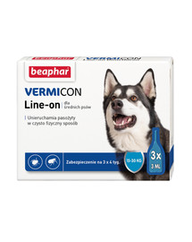 Vermicon Line-On Dog M Krople Przeciw Pchłom i Kleszczom Średnie Psy 3x3 ml