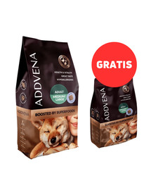 ADDVENA Boosted by Superfoods Adult medium&large 10kg dla psów ras średnich i dużych + 2,5 kg GRATIS