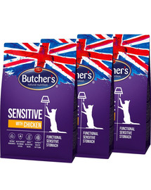 BUTCHER'S Functional Cat Sensitive dla wrażliwych kotów z kurczakiem 3x800 g