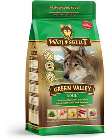 WOLFSBLUT Green Valley Adult sucha karma dla psów z jagnięciną, łososiem i warzywami 12,5 kg