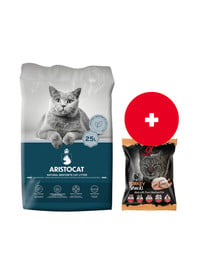 ARISTOCAT Bentonite Plus żwirek bentonitowy naturalny 25 l + ALPHA SPIRIT Przysmak w kostce dla kota indyk 50 g GRATIS