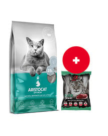 ARISTOCAT Optimum Natural 25 l bentonitowy żwirek o naturalnym zapachu dla kota + ALPHA SPIRIT Przysmak w kostce dla kota kaczka 50 g GRATIS