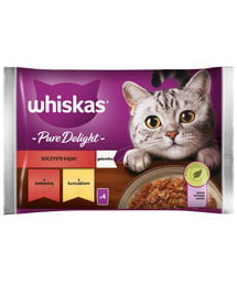 WHISKAS Adult saszetka 4 x 85 g Soczyste Kąski mokra karma dla kotów kawałki z wołowiną, kurczakiem