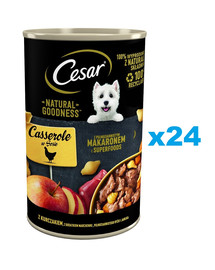 CESAR Natural Goodness 24x400 g mokra karma dla psów z kurczakiem z dodatkiem marchewki, pełnoziarnistego makaronu i jabłka w sosie