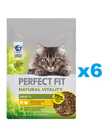 PERFECT FIT Natural Vitality 1+ sucha karma pełnoporcjowa dla dorosłych kotów z kurczakiem i indykiem 6x650 g