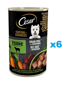 CESAR Natural Goodness w terynie 6x400 g bogata w jagnięcinę z dodatkiem marchewki, ziemniaków i szpinaku