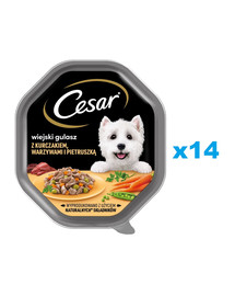 CESAR tacka 14x150 g mokra karma pełnoporcjowa dla dorosłych psów w sosie z kurczakiem warzywami i pietruszką