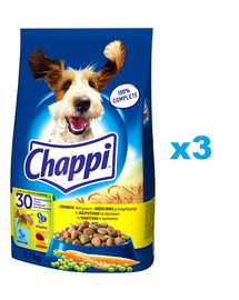 CHAPPI 3x2,7 kg - sucha karma dla psów z drobiem i warzywami