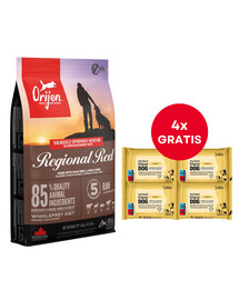 ORIJEN Regional Red 6 kg + LUBA My best friend Nawilżane chusteczki do pielęgnacji oczu, uszu i fałd skórnych 4 x 25 szt. GRATIS