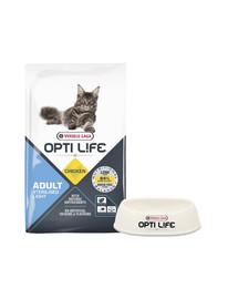 VERSELE-LAGA Opti Life Cat Sterlised/Light Chicken 7.5 kg dla kotów sterylizowanych + Miska plastikowa dla kota GRATIS
